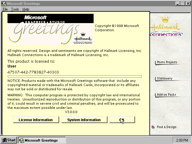 Microsoft Greetings 99 - About